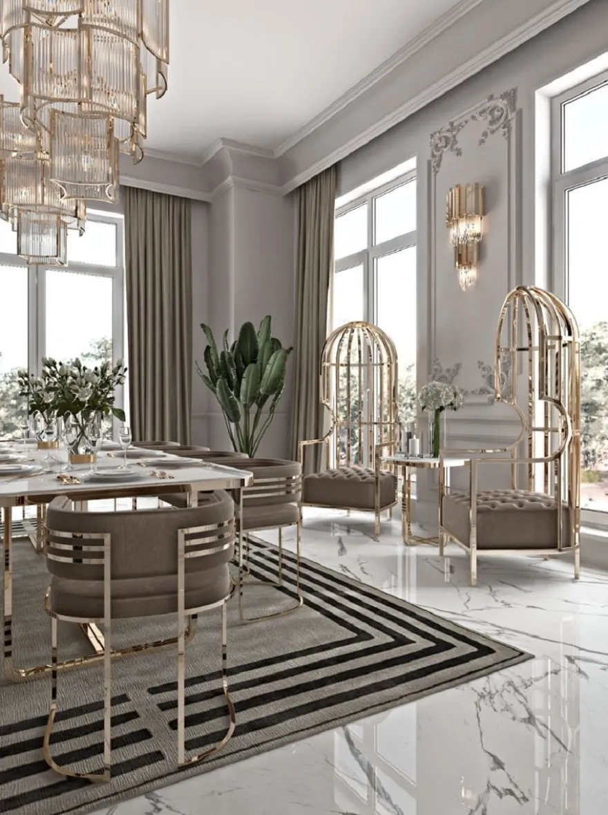 Casa Padrino Luxus Sessel Grau / Gold 78 x 78 x H. 156 cm - Wohnzimmer Sessel - Hotel Sessel - Wohnzimmer Möbel - Hotel Möbel - Luxus Möbel