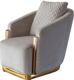 Casa Padrino Luxus Sessel Grau / Gold 87 x 83 x H. 75 cm - Wohnzimmer Sessel - Hotel Sessel - Wohnzimmer Möbel - Hotel Möbel - Luxus Möbel - Wohnzimmer Einrichtung - Luxus Einrichtung