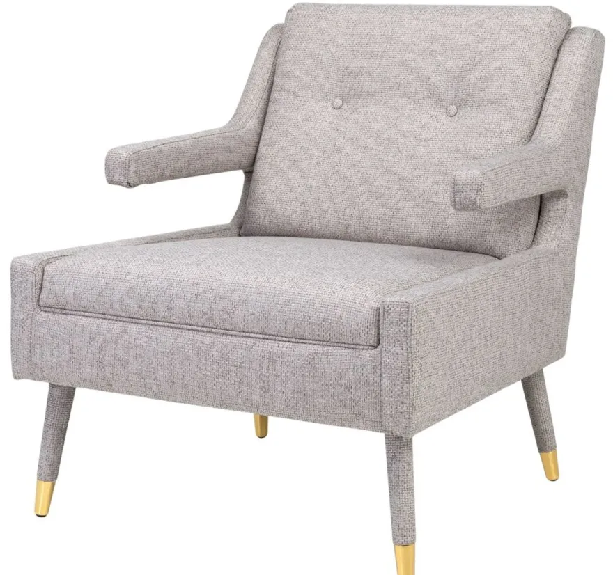 Casa Padrino Luxus Sessel Grau / Gold 76 x 88 x H. 89 cm - Wohnzimmer Sessel im Neoklassichen Stil - Designer Wohnzimmermöbel
