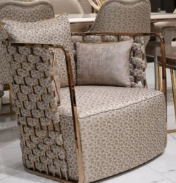 Casa Padrino Luxus Sessel Grau / Gold - Wohnzimmer Sessel - Hotel Sessel - Wohnzimmer Möbel - Hotel Möbel - Luxus Möbel