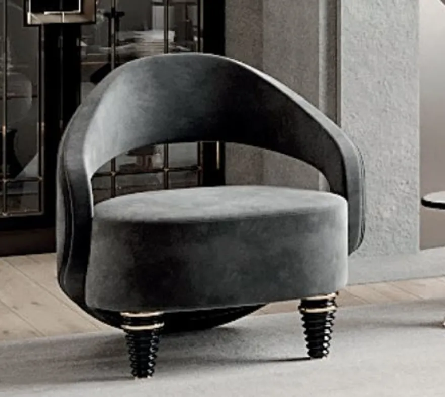 Casa Padrino Luxus Sessel Grau / Gold 74 x 72 x H. 83 cm - Wohnzimmer Sessel - Hotel Sessel - Wohnzimmer Möbel - Hotel Möbel - Luxus Möbel - Wohnzimmer Einrichtung - Luxus Einrichtung