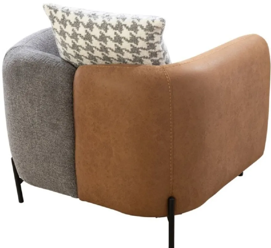 Casa Padrino Luxus Sessel Grau / Braun / Schwarz 80 x 90 x H. 70 cm - Wohnzimmer Sessel - Hotel Sessel - Wohnzimmer Möbel - Luxus Möbel - Wohnzimmer Einrichtung - Luxus Einrichtung