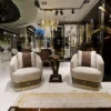 Casa Padrino Luxus Sessel Grau / Braun / Gold - Edler Wohnzimmer & Hotel Sessel - Wohnzimmer & Hotel Möbel - Luxus Qualität