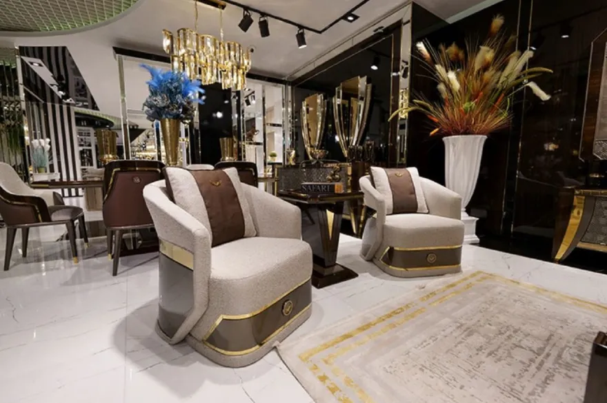 Casa Padrino Luxus Sessel Grau / Braun / Gold - Edler Wohnzimmer & Hotel Sessel - Wohnzimmer & Hotel Möbel - Luxus Qualität