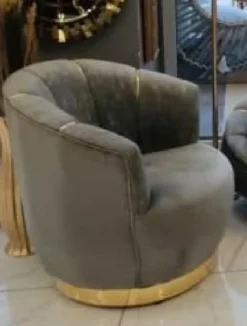 Casa Padrino Luxus Sessel Grau / Gold 75 x 70 x H. 80 cm - Wohnzimmer Sessel - Hotel Sessel - Wohnzimmer Möbel - Hotel Möbel - Luxus Möbel - Wohnzimmer Einrichtung - Luxus Einrichtung