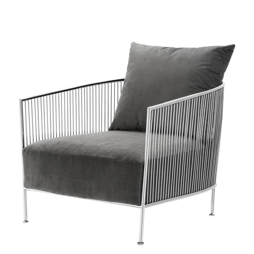 Casa Padrino Luxus Sessel Grau / Silber 69 x 77 x H. 78 cm - Designer Hotel Möbel