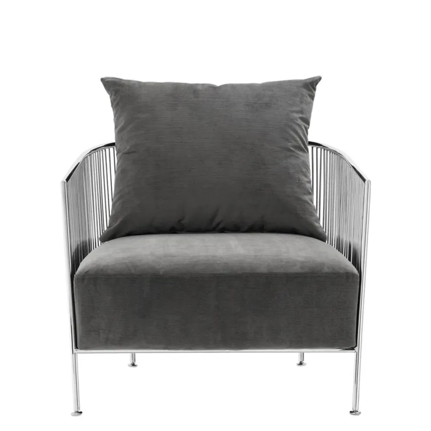 Casa Padrino Luxus Sessel Grau / Silber 69 x 77 x H. 78 cm - Designer Hotel Möbel