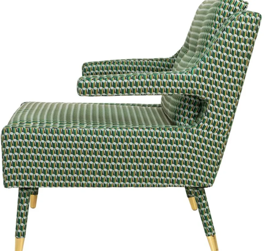 Casa Padrino Luxus Sessel Grün / Gold 76 x 88 x H. 89 cm - Wohnzimmer Sessel im Neoklassichen Stil - Designer Wohnzimmermöbel
