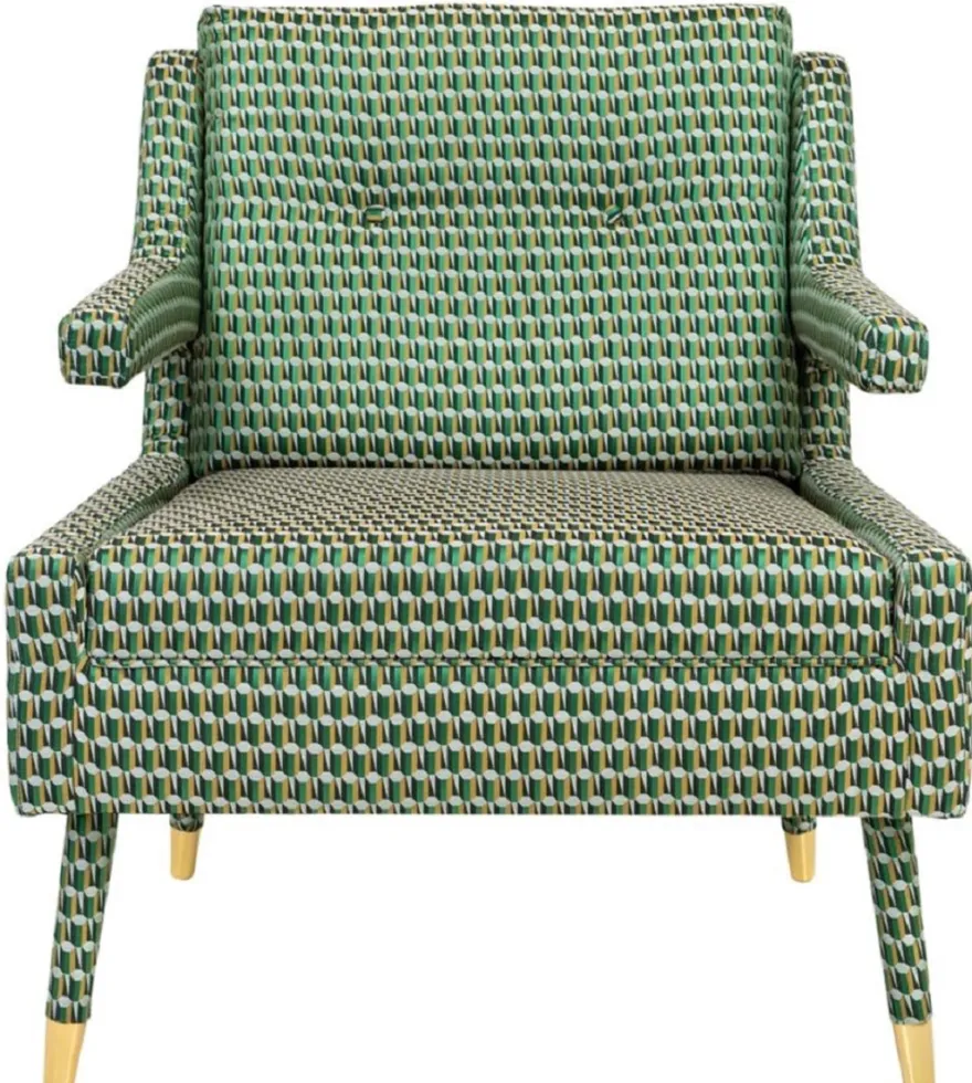 Casa Padrino Luxus Sessel Grün / Gold 76 x 88 x H. 89 cm - Wohnzimmer Sessel im Neoklassichen Stil - Designer Wohnzimmermöbel