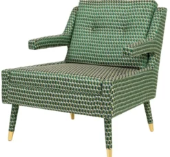 Casa Padrino Luxus Sessel Grün / Gold 76 x 88 x H. 89 cm - Wohnzimmer Sessel im Neoklassichen Stil - Designer Wohnzimmermöbel