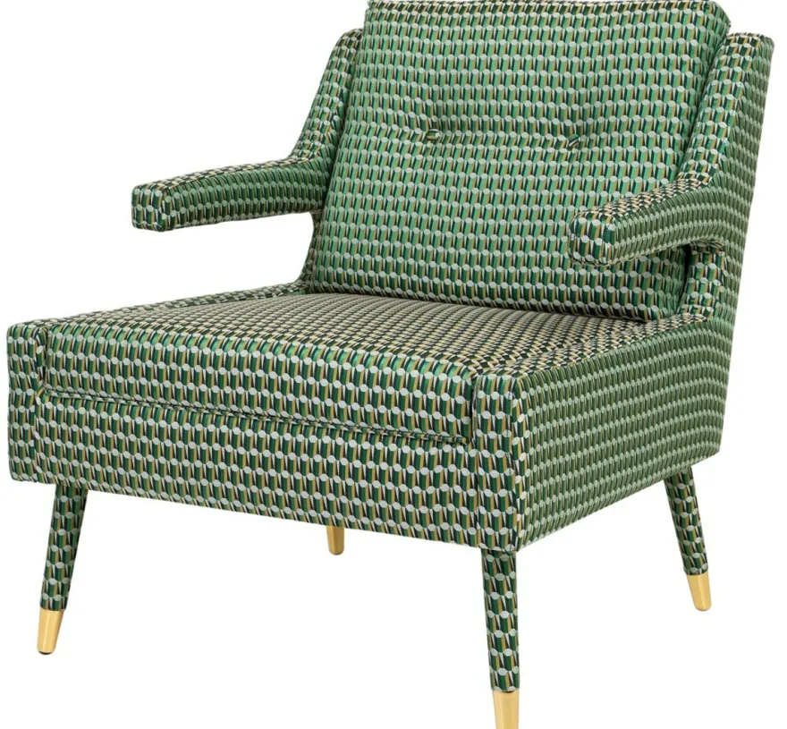 Casa Padrino Luxus Sessel Grün / Gold 76 x 88 x H. 89 cm - Wohnzimmer Sessel im Neoklassichen Stil - Designer Wohnzimmermöbel