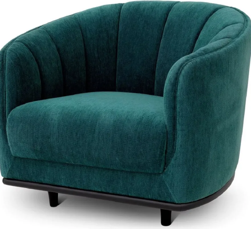 Casa Padrino Luxus Sessel Grün / Schwarz 87 x 86 x H. 74,5 cm - Wohnzimmer Sessel - Hotel Sessel - Wohnzimmer Möbel - Hotel Möbel - Luxus Möbel - Wohnzimmer Einrichtung - Luxus Einrichtung