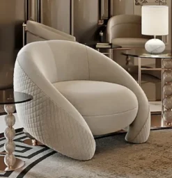 Casa Padrino Luxus Sessel Hellgrau / Kupfer 114 x 100 x H. 76 cm - Wohnzimmer Sessel - Hotel Sessel - Wohnzimmer Möbel - Hotel Möbel - Luxus Möbel - Luxus Einrichtung