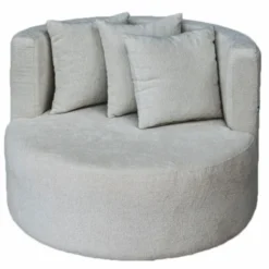 Casa Padrino Luxus Sessel Hellgrau Ø 105 x H. 75 cm - Runder Wohnzimmer & Garten Sessel
