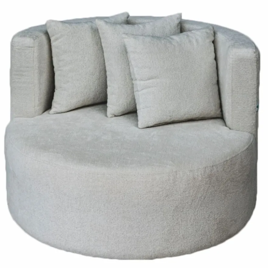 Casa Padrino Luxus Sessel Hellgrau Ø 105 x H. 75 cm - Runder Wohnzimmer & Garten Sessel