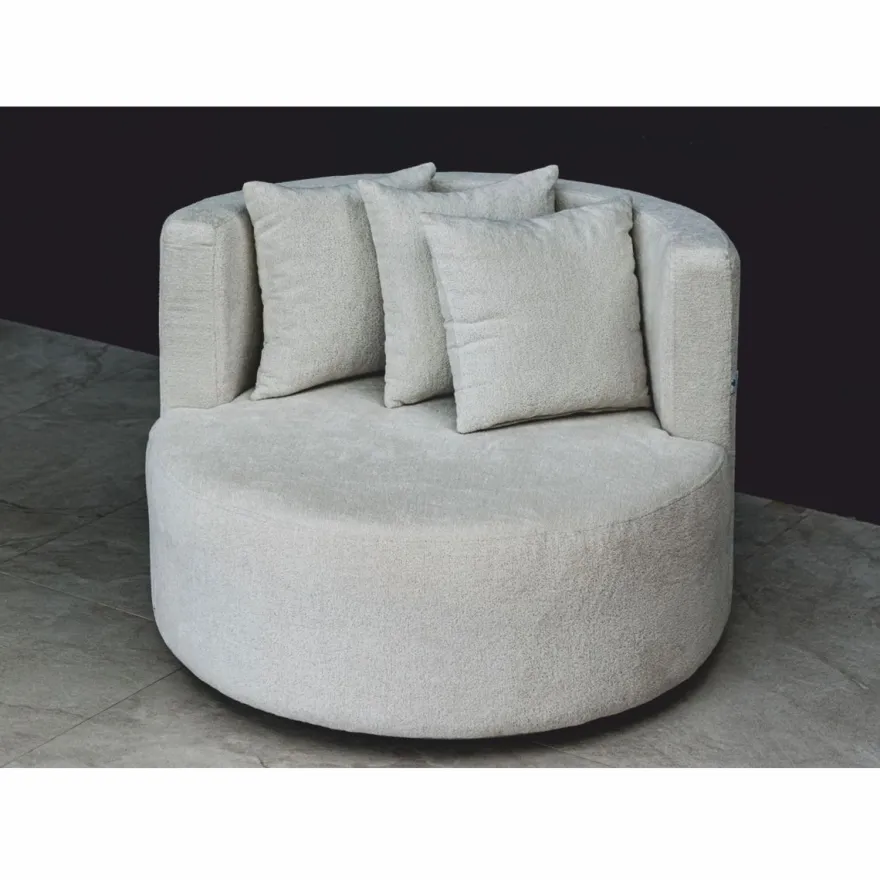 Casa Padrino Luxus Sessel Hellgrau Ø 105 x H. 75 cm - Runder Wohnzimmer & Garten Sessel