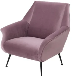 Casa Padrino Luxus Sessel in lila mit schwarzen Beinen 88 x 80 x H. 91 cm - Designer Club Möbel
