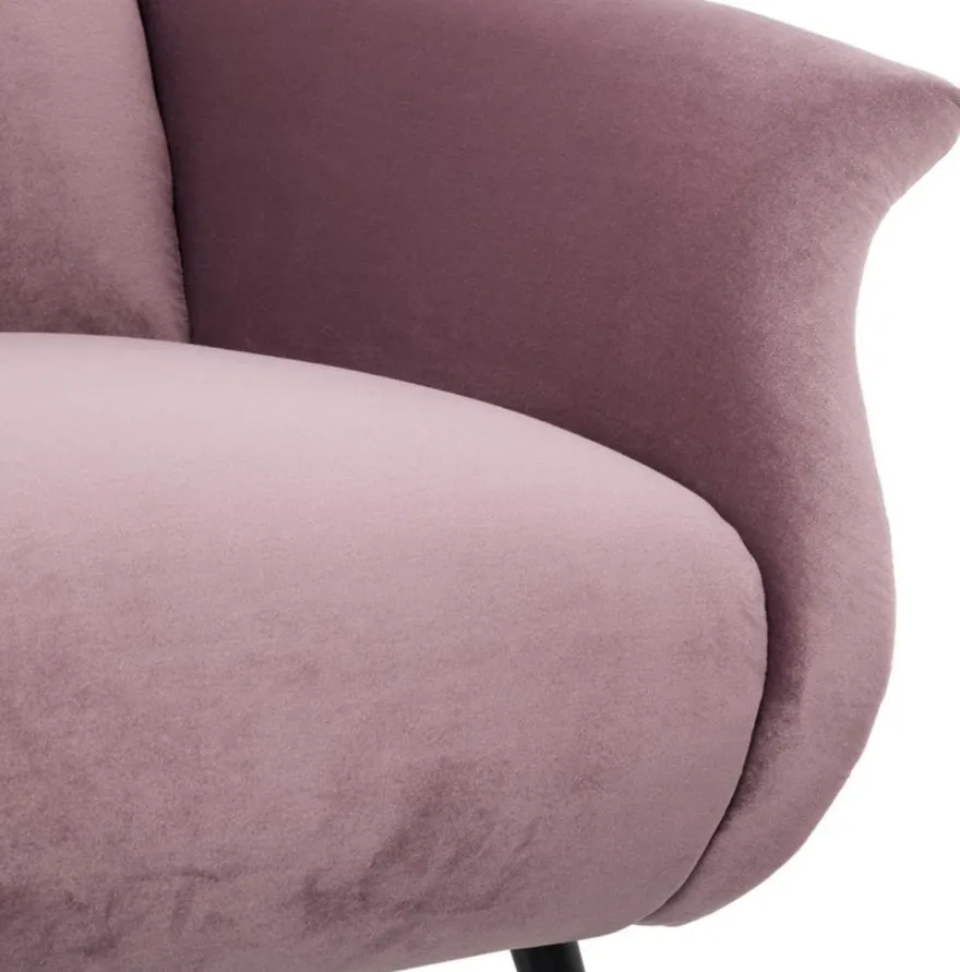 Casa Padrino Luxus Sessel in lila mit schwarzen Beinen 88 x 80 x H. 91 cm - Designer Club Möbel