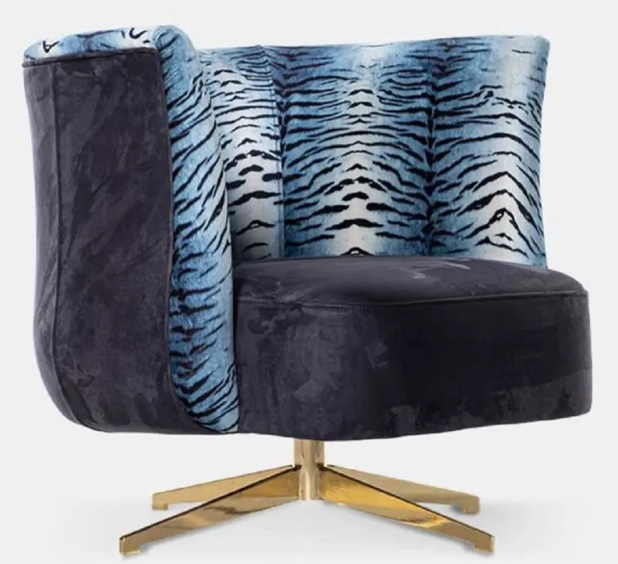 Casa Padrino Luxus Sessel Lila / Mehrfarbig / Gold 85 x 80 x H. 70 cm - Wohnzimmer Sessel - Hotel Sessel - Wohnzimmer Möbel - Hotel Möbel - Luxus Möbel - Luxus Einrichtung