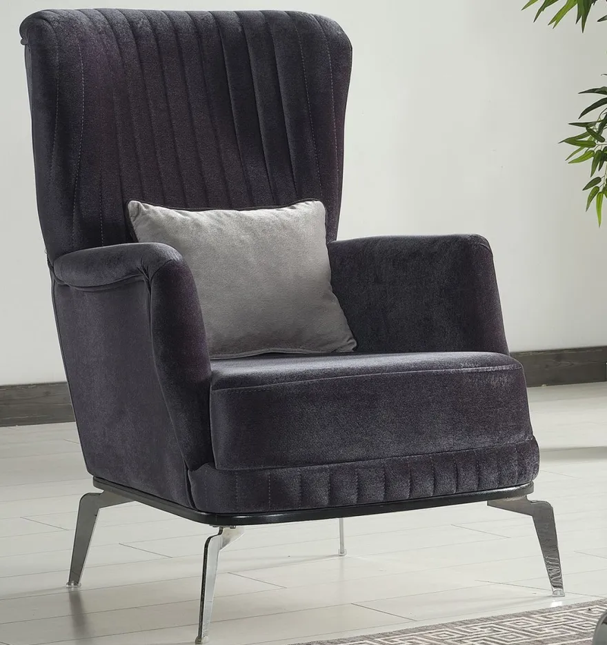 Casa Padrino Luxus Sessel Lila / Schwarz / Silber 70 x 75 x H. 80 cm - Wohnzimmer Sessel - Hotel Sessel - Wohnzimmer Möbel - Hotel Möbel - Luxus Möbel - Luxus Einrichtung