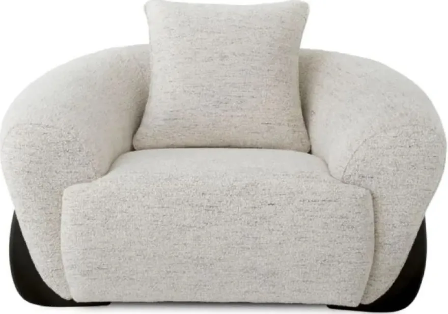 Casa Padrino Luxus Sessel mit Kissen Cremeweiß / Schwarz 126 cm