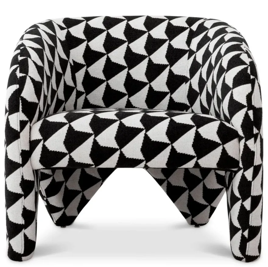 Casa Padrino Luxus Sessel mit Muster Schwarz / Weiß 78 x 78 x H. 72 cm - Luxus Möbel