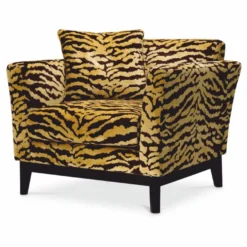Casa Padrino Luxus Sessel mit Tiger Muster Gelb / Braun / Schwarz - Wohzimmer & Hotel Möbel