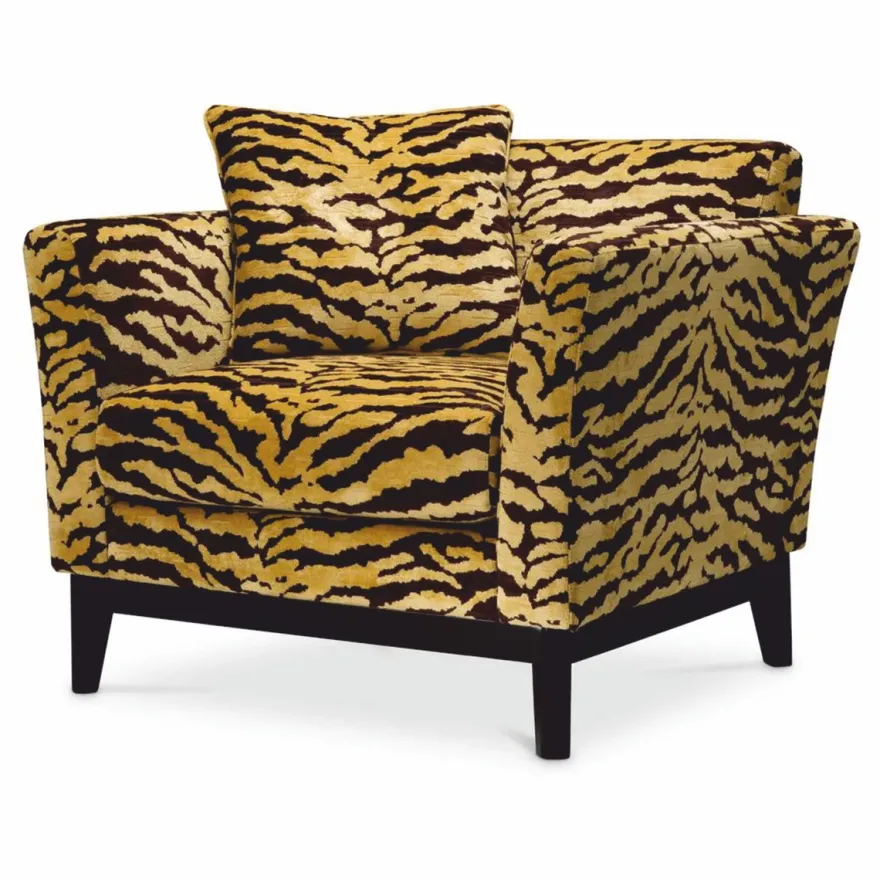 Casa Padrino Luxus Sessel mit Tiger Muster Gelb / Braun / Schwarz - Wohzimmer & Hotel Möbel