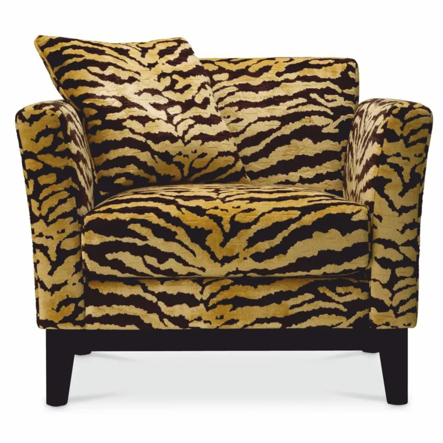 Casa Padrino Luxus Sessel mit Tiger Muster Gelb / Braun / Schwarz - Wohzimmer & Hotel Möbel