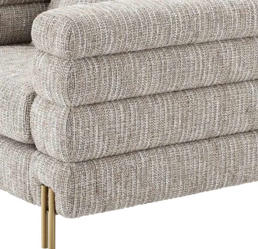 Casa Padrino Luxus Sessel mit Kissen Beige / Messingfarben 112 x 97 x H. 69 cm - Wohnzimmer Sessel - Hotel Sessel - Luxus Möbel