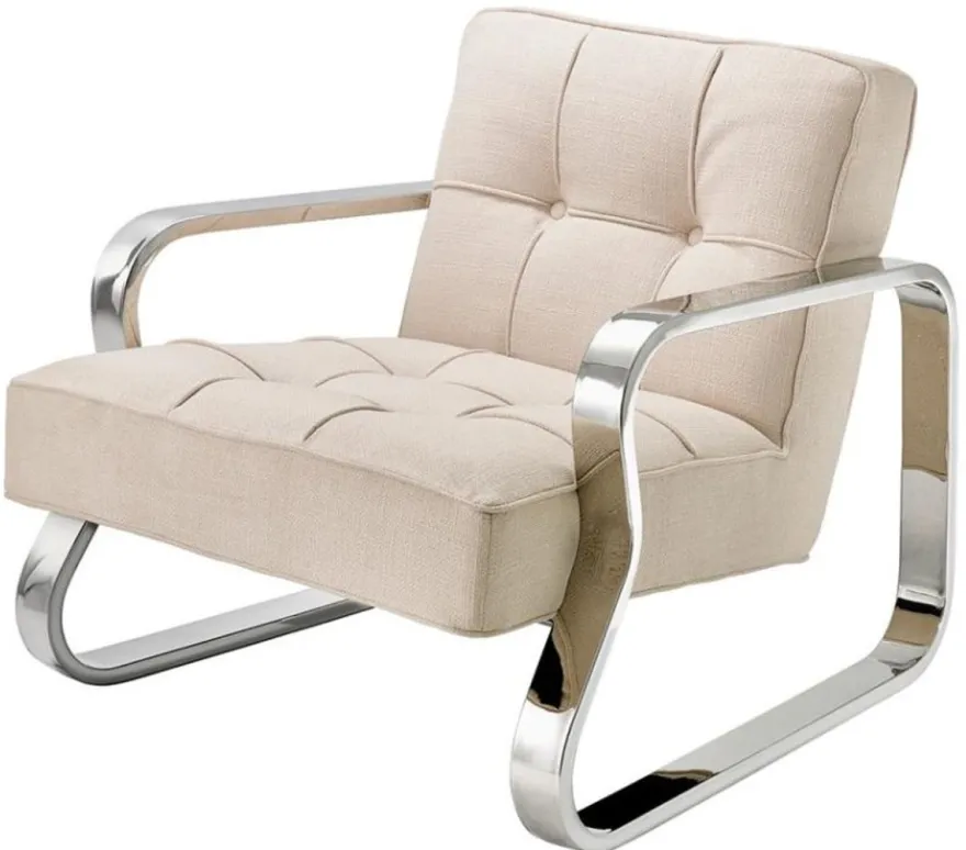 Casa Padrino Luxus Sessel Naturfarbig 72 x 80 x H. 64 cm - Designer Möbel
