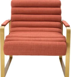Casa Padrino Luxus Sessel Orange / Messing 68,5 x 88 x H. 77 cm - Wohnzimmer Sessel - Hotel Sessel - Wohnzimmer Möbel - Hotel Möbel - Luxus Möbel - Luxus Einrichtung
