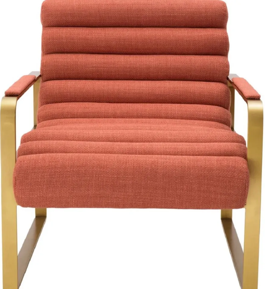 Casa Padrino Luxus Sessel Orange / Messing 68,5 x 88 x H. 77 cm - Wohnzimmer Sessel - Hotel Sessel - Wohnzimmer Möbel - Hotel Möbel - Luxus Möbel - Luxus Einrichtung