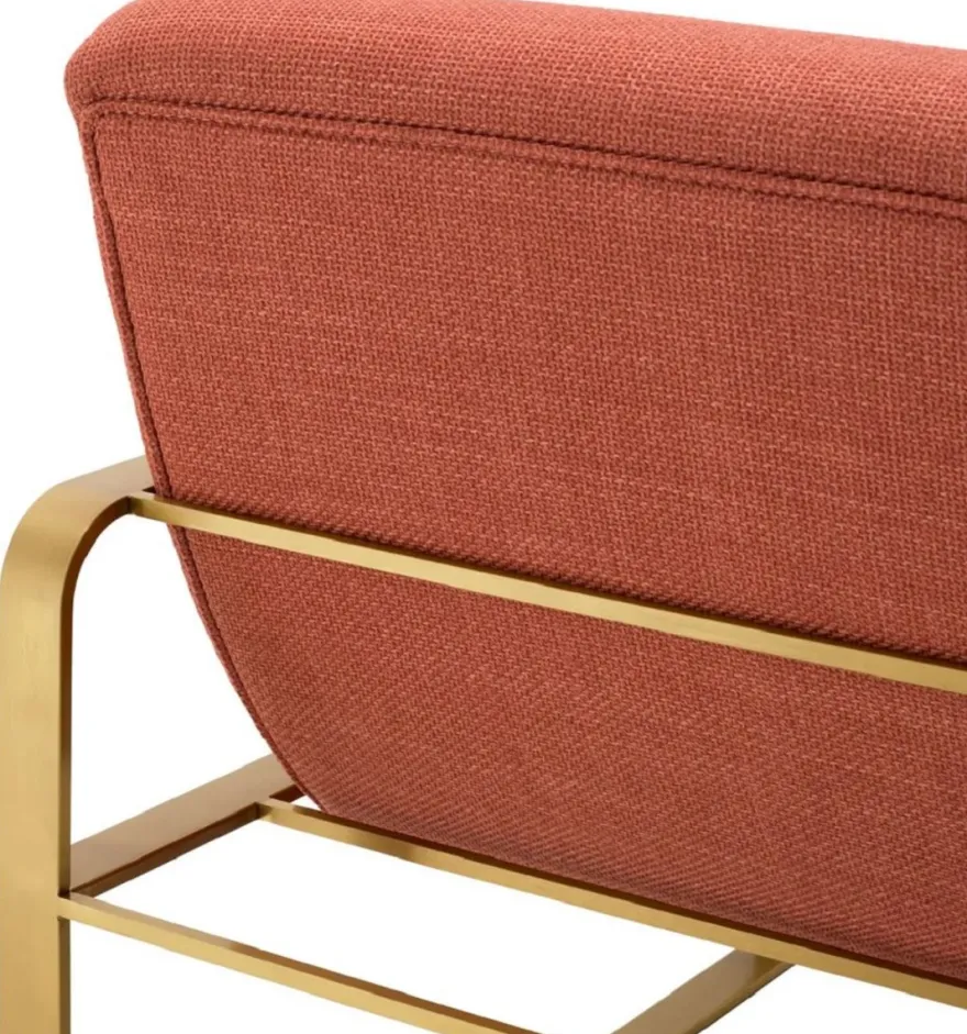Casa Padrino Luxus Sessel Orange / Messing 68,5 x 88 x H. 77 cm - Wohnzimmer Sessel - Hotel Sessel - Wohnzimmer Möbel - Hotel Möbel - Luxus Möbel - Luxus Einrichtung