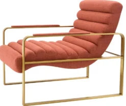 Casa Padrino Luxus Sessel Orange / Messing 68,5 x 88 x H. 77 cm - Wohnzimmer Sessel - Hotel Sessel - Wohnzimmer Möbel - Hotel Möbel - Luxus Möbel - Luxus Einrichtung