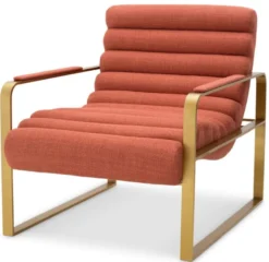 Casa Padrino Luxus Sessel Orange / Messing 68,5 x 88 x H. 77 cm - Wohnzimmer Sessel - Hotel Sessel - Wohnzimmer Möbel - Hotel Möbel - Luxus Möbel - Luxus Einrichtung
