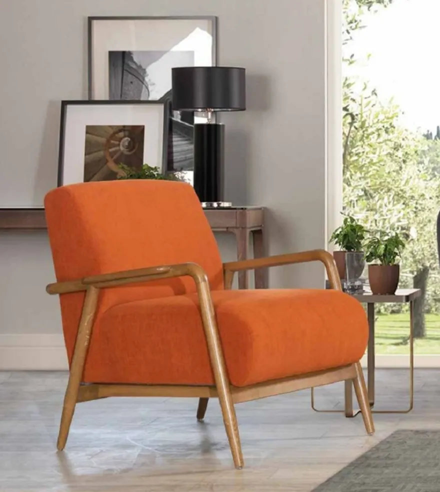 Casa Padrino Luxus Sessel Orange / Braun 90 x 75 x H. 65 cm - Wohnzimmer Sessel - Hotel Sessel - Wohnzimmer Möbel - Hotel Möbel - Luxus Möbel - Luxus Einrichtung