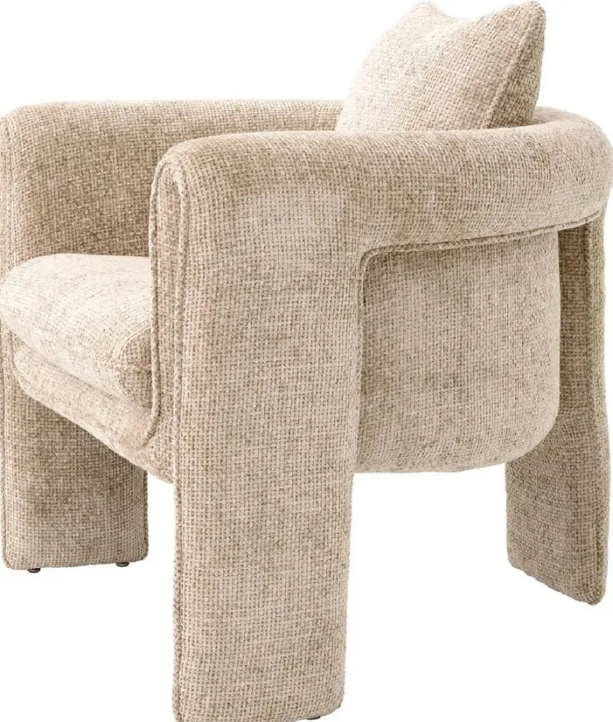 Casa Padrino Luxus Sessel Sandfarben 81 x 77 x H. 68 cm - Wohnzimmer Sessel - Hotel Sessel - Wohnzimmer Möbel - Luxus Möbel - Wohnzimmer Einrichtung - Luxus Einrichtung - Möbel Luxus