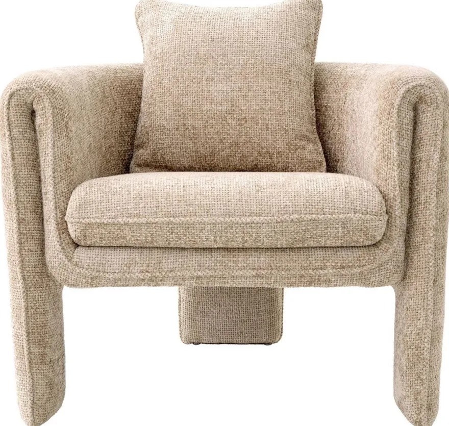 Casa Padrino Luxus Sessel Sandfarben 81 x 77 x H. 68 cm - Wohnzimmer Sessel - Hotel Sessel - Wohnzimmer Möbel - Luxus Möbel - Wohnzimmer Einrichtung - Luxus Einrichtung - Möbel Luxus