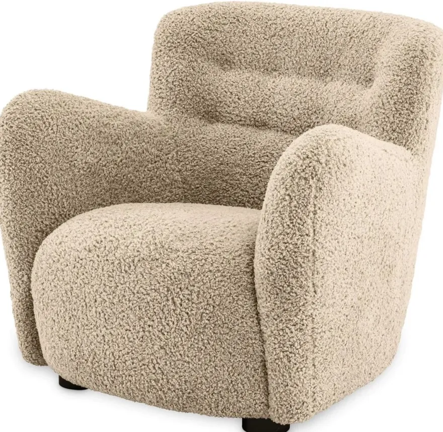 Casa Padrino Luxus Sessel Sandfarben / Schwarz 87 x 86 x H. 80 cm - Wohnzimmer Sessel - Hotel Sessel - Wohnzimmer Möbel - Luxus Möbel - Wohnzimmer Einrichtung - Luxus Einrichtung - Möbel Luxus
