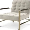 Casa Padrino Luxus Sessel Sandfarben / Messing / Schwarz 70,5 x 80,5 x H. 75 cm - Wohnzimmer Sessel mit Edelstahl Gestell - Luxus Wohnzimmer Möbel