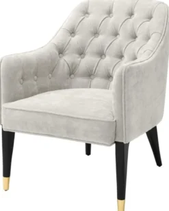 Casa Padrino Luxus Sessel Sandfarben / Schwarz / Gold 65 x 80 x H. 88 cm - Chesterfield Möbel