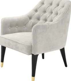 Casa Padrino Luxus Sessel Sandfarben / Schwarz / Gold 65 x 80 x H. 88 cm - Chesterfield Möbel