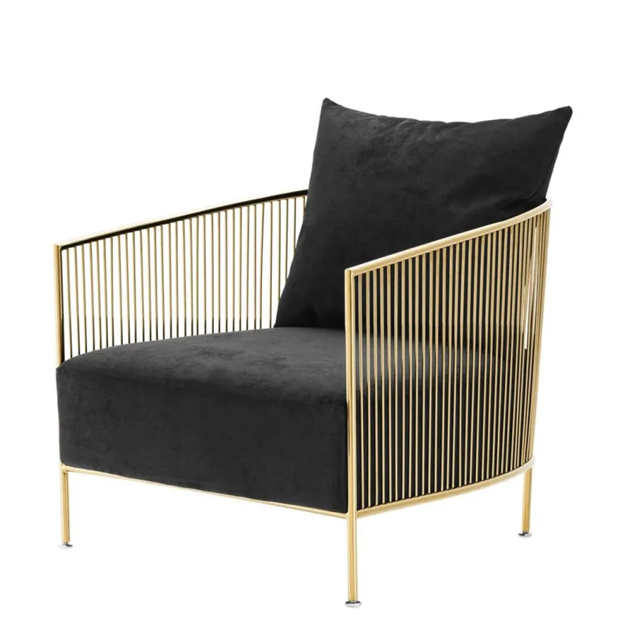 Casa Padrino Luxus Sessel Schwarz / Gold 69 x 77 x H. 78 cm - Designer Hotel Möbel