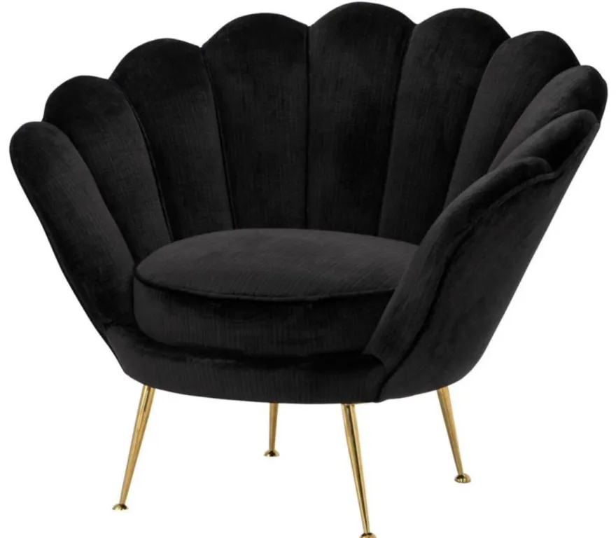 Casa Padrino Luxus Sessel Schwarz / Messing 96,5 x 79 x H. 78 cm - Designer Hotel Möbel