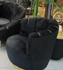 Casa Padrino Luxus Sessel Schwarz / Gold 75 x 70 x H. 80 cm - Wohnzimmer Sessel - Hotel Sessel - Wohnzimmer Möbel - Hotel Möbel - Luxus Möbel - Wohnzimmer Einrichtung - Luxus Einrichtung