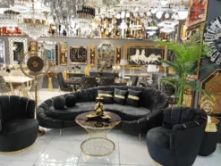 Casa Padrino Luxus Sessel Schwarz / Gold 75 x 70 x H. 80 cm - Wohnzimmer Sessel - Hotel Sessel - Wohnzimmer Möbel - Hotel Möbel - Luxus Möbel - Wohnzimmer Einrichtung - Luxus Einrichtung