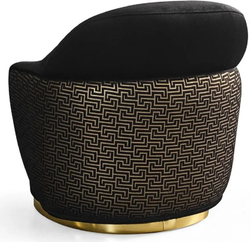 Casa Padrino Luxus Sessel Schwarz / Gold 85 x 80 x H. 85 cm - Wohnzimmer Sessel - Hotel Sessel - Wohnzimmer Möbel - Luxus Möbel - Wohnzimmer Einrichtung - Luxus Einrichtung - Möbel Luxus