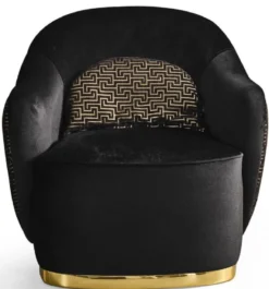 Casa Padrino Luxus Sessel Schwarz / Gold 85 x 80 x H. 85 cm - Wohnzimmer Sessel - Hotel Sessel - Wohnzimmer Möbel - Luxus Möbel - Wohnzimmer Einrichtung - Luxus Einrichtung - Möbel Luxus