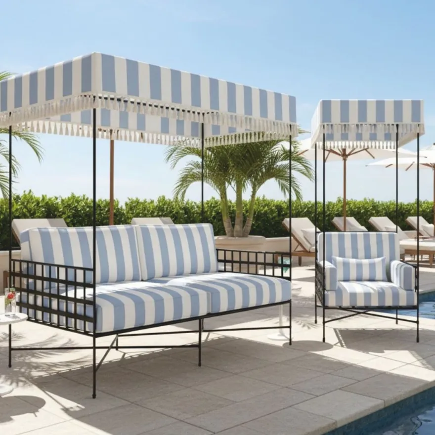 Casa Padrino Luxus Sessel Schwarz / Hellblau / Weiß H. 200 cm - Hotel & Garten Sessel